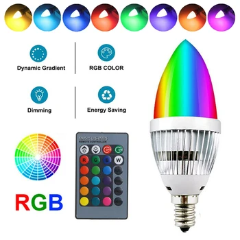16 цветов RGB-лампы, светодиодная лампа E12, меняющая цвет, пульт дистанционного управления, байонетный винт, лампа накаливания