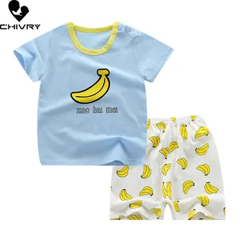 Новинка 2023, Летняя пижама для мальчиков и девочек с короткими рукавами, милая футболка с героями мультфильмов, Топы с шортами, комплекты одежды для сна для малышей