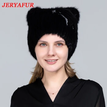 Зимняя женская шапка JERYAFUR из натурального меха норки, Новые модные меховые шапки, женские толстые теплые русские шапочки