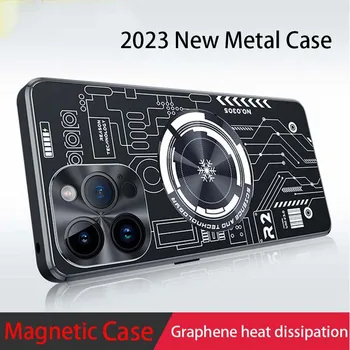 Роскошный металлический теплопроводящий чехол для Iphone Apple 14 13 12 11 Pro Max с защитой объектива из магнитного сплава, силиконовый противоударный чехол-сумка