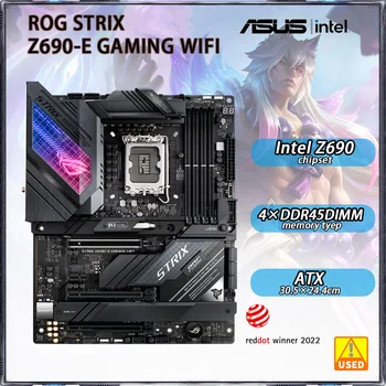 Материнская плата LGA 1700 Asus ROG STRIX Z690-E GAMING WIFI с чипсетом Intel Z690 12-го поколения 4 × DDR5 128 ГБ PCI-E 5,0 3 × M.2 ATX