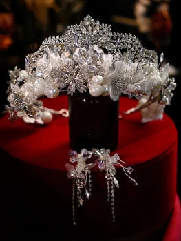Блестящая Пышная корона для женщин, Хрустальная Кружевная нашивка в виде цветка, Тиара, Свадебное платье, Романтический свадебный стиль, Модные головные уборы, красивые