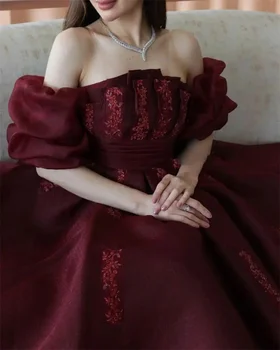 Благородное Темно-красное платье Al-Line с открытыми плечами Длиной до щиколоток и короткими рукавами, Вечернее Летнее платье для Женщин2023