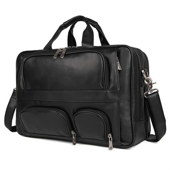 Новые Мужские Портфели, Мужская сумка из натуральной кожи, мужская 17-дюймовая сумка для ноутбука, сумка через плечо, Дорожный деловой портфель