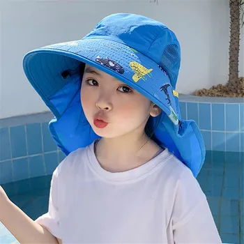 Модная мультяшная детская шляпа-ведро с широкими полями, защита от ультрафиолета, кепки для рыбаков, детские летние пляжные милые шляпы от солнца