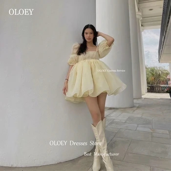 OLOEY Princess Короткие Платья для выпускного вечера и Вечеринок Из Органзы С пышными рукавами и высокой талией Для Беременных, Коктейльное платье для беременных, Большие Размеры