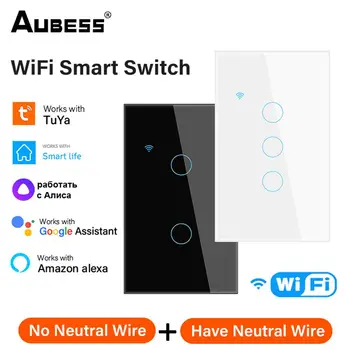 Tuya WiFi Smart Touch Switch 1/2/3/4 Gang Timing Интеллектуальная Связь Smart Life Дистанционное Управление Через Alexa Google Home Умный Дом
