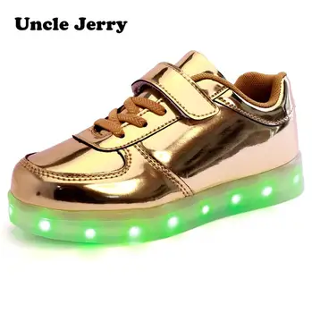 UncleJerry/ Детская обувь со светодиодной Подсветкой, USB-зарядка, Светящаяся Обувь для мальчиков и девочек, Светящиеся Рождественские Кроссовки