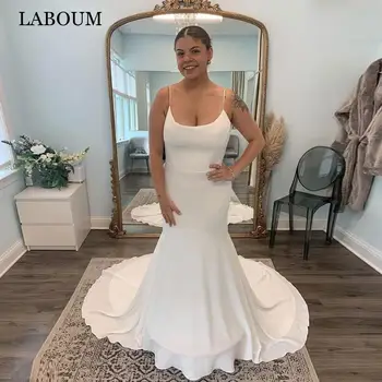 LaBoum/ свадебное платье русалки размера плюс для женщин 2023, сексуальное свадебное платье на тонких бретельках, свадебное платье с кружевными аппликациями сзади, Robe De Mariée