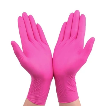 Одноразовые Нитриловые Перчатки XS Allergy Free Protect Защитные Перчатки для Рук для Работы На Кухне, Механик по Мытью посуды, Розовые Черные Перчатки