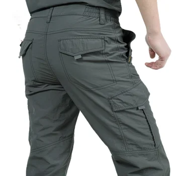 Тонкие армейские военные брюки, тактические брюки-карго, мужские водонепроницаемые быстросохнущие дышащие брюки, Мужские повседневные брюки с узким низом 4XL