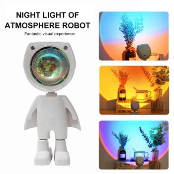 USB-разъем Робот-астронавт Проекция Радуги, лампа от Солнца, Настольный Ночник, лампа для заката, Бесконечное затемнение, освещение атмосферы спальни