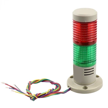 220 В 24 В Промышленная сигнальная башня, сигнальная лампа, красная зеленая лампа, светодиодная 2-слойная лампа, всегда горящая с зуммером