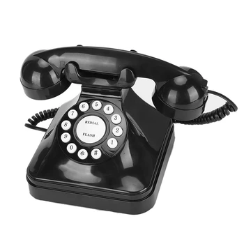 Черный бытовой Винтажный декоративный многофункциональный домашний стационарный телефон в спальне, Офисный проводной старомодный стационарный телефон