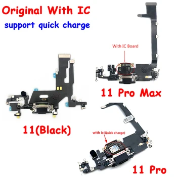 100% Оригинал Для Iphone 11 Pro Max USB зарядное устройство, разъем для зарядки, гибкий кабель с микрофоном, запасные части