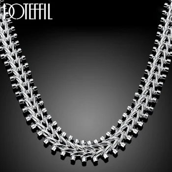 DOTEFFIL Стерлинговое серебро 925 пробы, ожерелье с двойной круглой цепочкой из бисера для мужчин и женщин, Свадебные Украшения для помолвки, Модные украшения