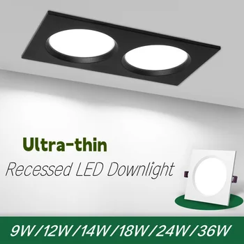 Квадратный светодиодный встраиваемый светильник, алюминиевая ультратонкая панель, светильник для гостиной, кухни, коридора, Потолочный светильник AC85-265V