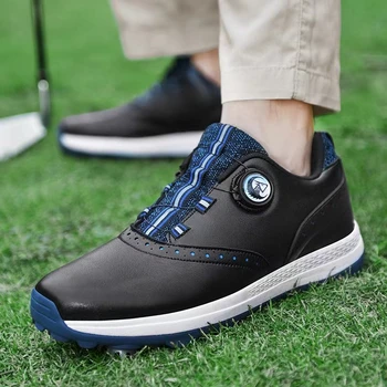 Мужская обувь для гольфа, Водонепроницаемые Кожаные Кроссовки для гольфа, Спортивная Нескользящая обувь для игроков в гольф, Женская обувь для гольфа с быстрой шнуровкой