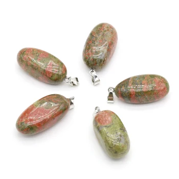 Подвески из натурального камня Неправильной формы, ожерелье из полированного камня Унакит, Аксессуары для изготовления ювелирных изделий, Браслет, хрустальные подвески