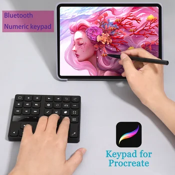Цифровая клавиатура Bluetooth, Перезаряжаемая беспроводная мини-клавиатура, Совместимая с рисунком, Цифровая клавиатура Procreate для Mac OS и IOS