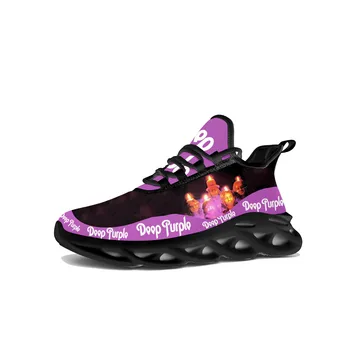 Темно-фиолетовые кроссовки на плоской подошве, мужские И женские Кроссовки Хэви-метал рок-группы, спортивная обувь для бега, Кроссовки, Сетчатая обувь на шнуровке, обувь на заказ