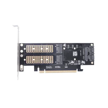 PCIE X16 к M.2 M ключу NVME SSD + M.2 B Ключу SATA SSD + MSATA SSD Карта-адаптер 3 в 1 для настольного Компьютера Riser Card