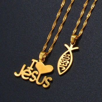 Подвески и ожерелья Anniyo Christian Jesus Религиозные украшения Qibla Jewelry Christ God Bless #138716