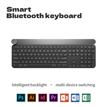 Интеллектуальное Зондирование Bluetooth Ультратонкая Беспроводная Зарядная Клавиатура 4 Вращающиеся Кнопки 87 Клавиш RGB Подсветка USB-C Офисный Ноутбук