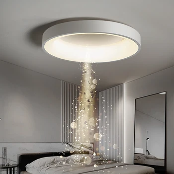 Современный светодиодный потолочный светильник Для гостиной Спальни Столовой Кухни Люстра Круглая Белая Простой Дизайн С дистанционным Управлением