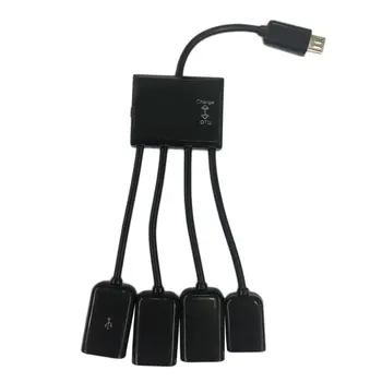 4в1 OTG-концентратор, хост-кабель, Разветвитель шнура, адаптер для Android-смартфонов, планшетов, портов, Адаптер Micro USB-концентратора с зарядкой от сети