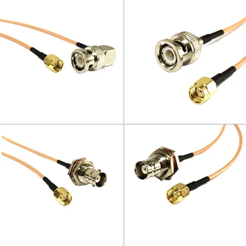 Штекер RP SMA с выключателем BNC Мужской/женский Прямой Прямоугольный кабель с косичкой RG316 15 см 6 