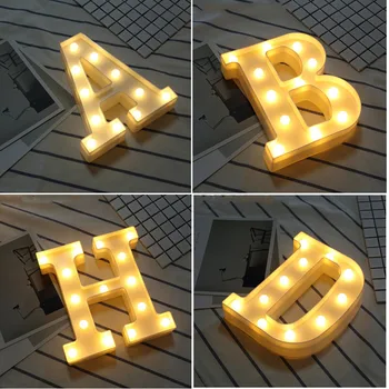3D светящийся светодиодный ночник с буквами, креативная лампа с 26 номерами английского алфавита, Аккумуляторная лампа для Романтической свадьбы