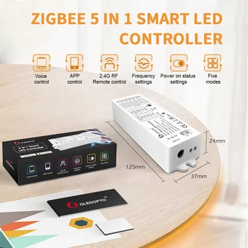 Gledopto Smart Zigbee светодиодный контроллер 5 в 1 RGBCCT/RGBW/WWCW/Диммер Подходит Для ТВ Фона Спальни Коридора Кухни Гостиной