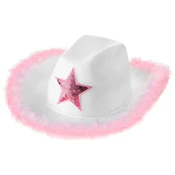 Женская шляпа Пастушки с розовым пером, Девичник Для взрослых, Ковбойские шляпы, Ковбойская вечеринка