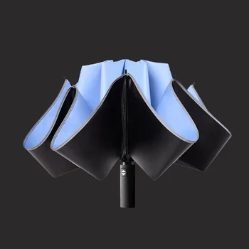 Полностью автоматический складной зонт с обратным ходом, зонт со светоотражающей полосой из волокна ветрового стекла, зонт Guarda Chuva Parapluie