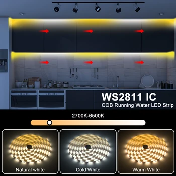CCT IC Светодиодная Лента Running Water WS2811 Адресуемый 576 светодиодов 2700K-6500K 10 мм DC24V Гибкий Брелок Высокой Плотности COB Light RA90