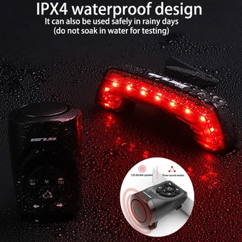 Перезаряжаемый задний фонарь для велосипеда GUB USB, беспроводной задний фонарь с дистанционным управлением, с сигнальным звонком, с подсветкой заднего подседельного штыря, водонепроницаемый светодиодный