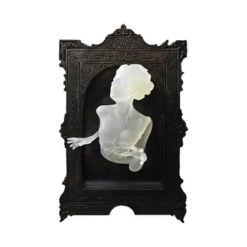 Светящиеся зеркальные наклейки с призраком, художественный холст, Креативный Декор для семейной спальни, Призрак в зеркале, украшения в рамке из смолы на Хэллоуин
