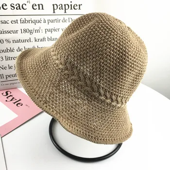 Ins Весенне-летняя дышащая вязаная рыбацкая шапка для прогулок на открытом воздухе, солнцезащитный крем, шапочка для загара, женская солнцезащитная шляпа