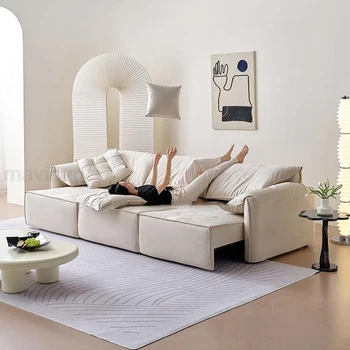 Минималистичный Многофункциональный диван Белый Мягкий итальянский Утолщенный Подлокотник Выдвижной И Минималистичный Диван Современная мебель для гостиной