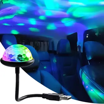 Светодиодный Автомобильный Цветной Шаровой светильник USB RGB Атмосферный Проектор на крышу, Автомобильный диджей, Вечеринка по случаю Дня Рождения, Украшение спальни, Стробоскоп с голосовым управлением