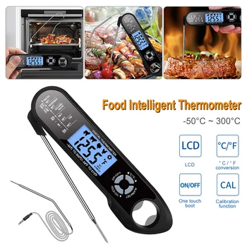 Термометр для мяса 2 в 1, пищевой термометр с мгновенным считыванием для приготовления пищи, цифровой пищевой термометр для кухонной духовки, безопасный двойной зонд