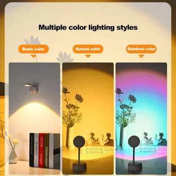 Трехцветный Ночной светильник с датчиком движения на закате, Беспроводная Подзарядка от USB для Кухни, настенной росписи в спальне, Настенный светильник с датчиком в гостиной, Внутренний