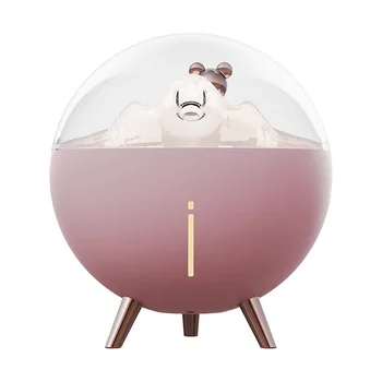 Увлажнитель воздуха USB Тихий Космический Медведь со светодиодной подсветкой Мини-увлажнитель Воздуха, туманообразователь, Ароматерапия для домашнего Офиса, розовый