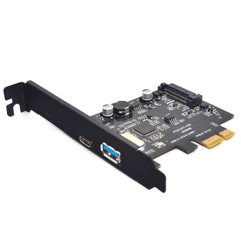 Сверхскоростной USB 3.1 Type C + USB 3.0 PCI-Express Плата расширения Riser 15pin Разъем питания SATA PCIE X1 Адаптер ASM3142 Чипсеты