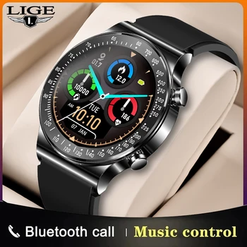Новые умные часы LIGE с Bluetooth-вызовом, мужские часы для измерения сердечного ритма, артериального давления, водонепроницаемые спортивные часы, подходящие для Android IOS, мужские умные часы