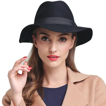 Новое поступление, Шерстяная шапка, Осень-зима, Благородная Элегантная Шерстяная кепка, Модная кепка для девочек, Женская Широкополая шляпа, Женская шерстяная фетровая шляпа B-7341
