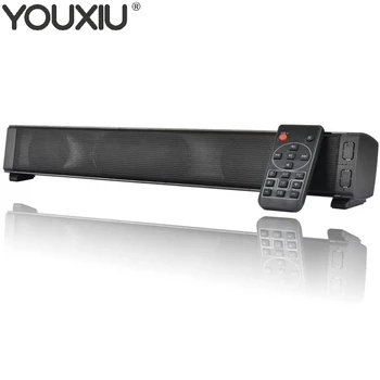 YOUXIU 20W Bluetooth Soundbar Беспроводные портативные колонки Hifi TV Перезаряжаемые колонки с дистанционным управлением для ПК Surround bar