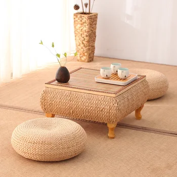 Прикроватный столик из ротанга в Японском стиле, Маленький Квадратный Журнальный столик, Балкон, Гостиная, Салон, Чайный столик