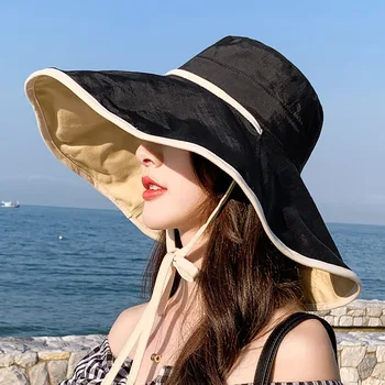 Женская панама, модные Летние панамы с большими полями, Женская Складная Солнцезащитная шляпа для женщин, Пляжная шляпа, солнцезащитный козырек для отдыха